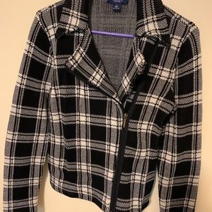 Never worn Chaps plaid offset zipper jacket